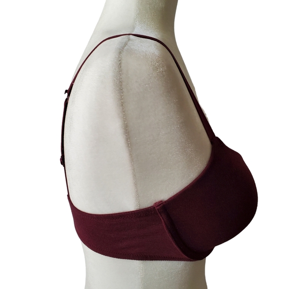 Flirtitude Tshirt Bra 34D Adj Strap to Racerback Tee Light Padding Burgundy 36C‎ - Picture 7 of 15